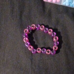 Clear Glitter Purple And Pink Ladder Stich Cuff
